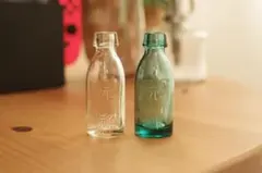 レトロ小瓶 「元禄」ボトル クリヤー&アクアブルー
