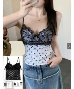 GRL新品　カップ付きドット柄レースキャミソールのサムネイル