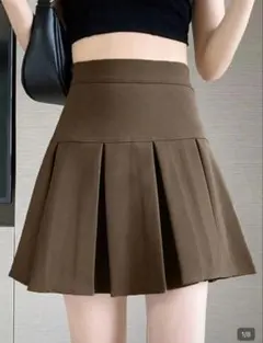 SHEIN プリーツミニスカート ブラウン　Lのサムネイル