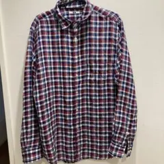 ユニクロ　長袖　チェックシャツ　メンズ　赤　青