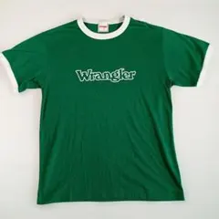 Wrangler リンガーTシャツ 半袖 M グリーン ホワイト ロゴプリントのサムネイル