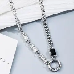 【新品】アクセサリー　ネックレス　ユニセックス　チェーン　ブラック　シルバー