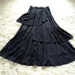 【美品】AuieF アシメ　ティアード　スカート　ロング　マキシ丈