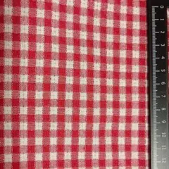 布◆綿先染ハチスドビー◆両面チェック◆赤レッド◆はぎれ