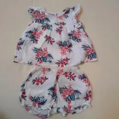 西松屋 エルフィンドール ベビー服 女の子 花柄フリル付きセットアップ 90