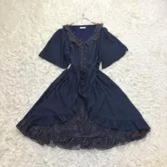 axes femme ワンピース 金ボタン レース ティアード フリル