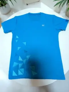 Mizuno 青 トレーニングTシャツ 幾何学模様