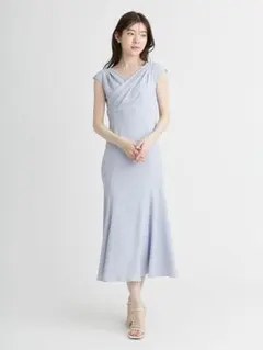 セルフォード　celford ストレッチカシュクールワンピース　ライトブルー