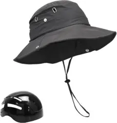 インナープロテクター搭載 サファリハット あご紐 スナップボタン付き 日焼け防止