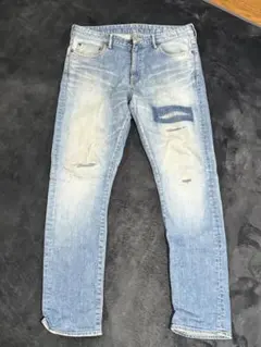 ダメージ加工デニムパンツ デニムジーンズ