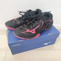 MIZUNO バドミントンシューズ ウエーブクロー EL 24.5cm 黒ピンクのサムネイル