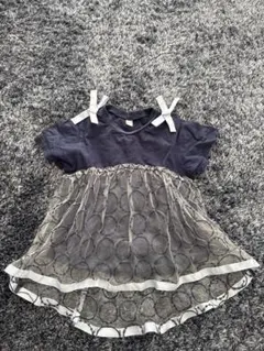 アプレレクール チュール付きネイビーTシャツ　130 リボン