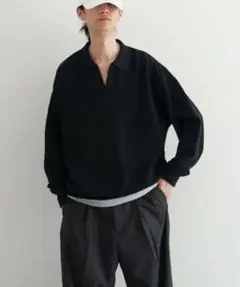 crepuscule Co/womoss stitch skipperBLACK