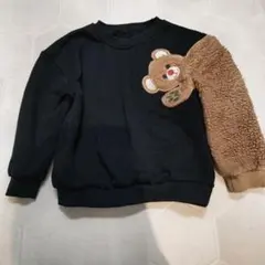 130cm クマ黒トレーナー 袖ボア