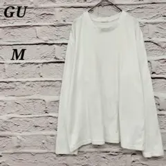 ジーユー 【M】 ソフトコットンクルーネック長袖Tシャツ ロンT ホワイトのサムネイル