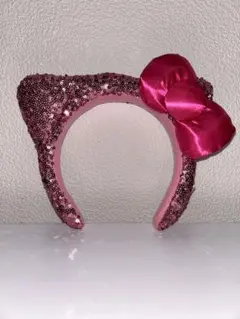 ユニバーサルスタジオジャパン キティー型カチューシャ ピンクリボン スパンコール