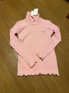 マルタ リブ編みフリルピンクトップス 120