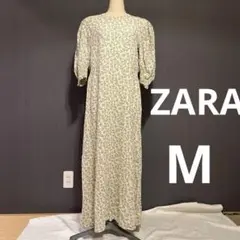 ZARA 花柄　 五部袖　ロングワンピース　 Mサイズ　マキシ丈ワンピース