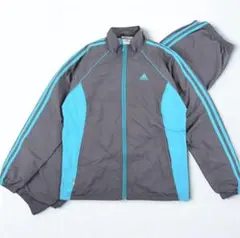 美品✨adidas ジャージ セットアップ グレー 水色 Mサイズ レディース