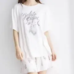 ジェラートピケ ジェラピケ　ピンク　CAT Tシャツ　ショートパンツ EC