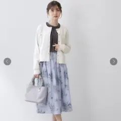 ボクシークルーネックカーディガン 白　index m