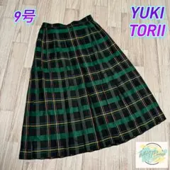 【美品】 YUKI TORII チェック　スカート　ミドル丈　リネン混　A7Pのサムネイル