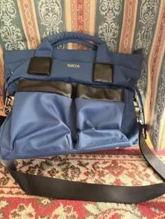 【美品】BARCOS バルコス 2WAYバッグ ブルー×ブラック