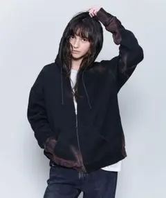 50s Black Zip Hoodie ジップパーカー 黒 フェード 襤褸ボロ - メルカリ
