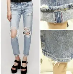 テーパードダメージデニム