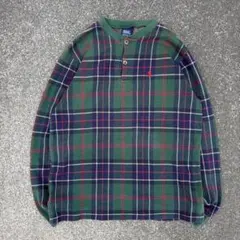 90s ポロバイラルフローレン ヘンリーネック ロンT ブラックウォッチ アメ製