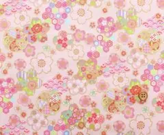 ラメ入り 桜舞う 和柄【布地　生地　和柄　和柄生地】