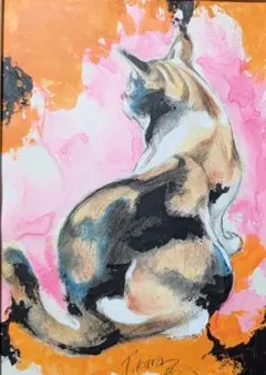 アクリル画 猫の絵 原画 ドローイング - メルカリ