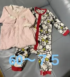 ファミリア、スヌーピー フリースロンパース ２枚セット