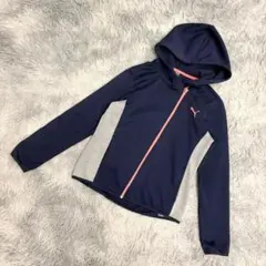 『PUMA』プーマ　フルジップパーカー　長袖ジャージ　ワンポイントロゴ　ネイビー