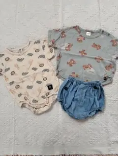 アニマルロンパース・くまTシャツ・ブルマ3点セット