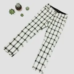 【美品】LIPSTAR チェック柄 スキニーパンツ ホワイト×ブラック2サイズ