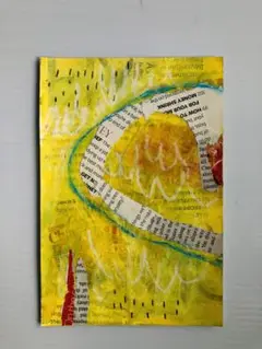 抽象画　コラージュ　アート　原画　ポストカードサイズ