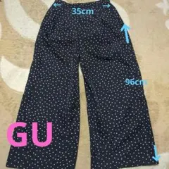 ドット柄 ワイドパンツ　黒　Lサイズ　GU