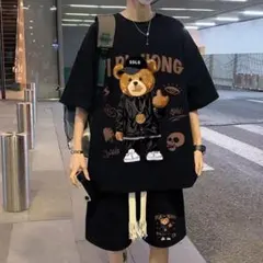 クマデザイン ジャージ 上下セット 半袖 短パン XLサイズ