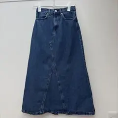 無印良品　木の実から作ったカポック混　デニムAラインスカート S