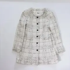 極美品 Rene ルネTISSUE社製 ツイード ショート丈ジャケット34 白