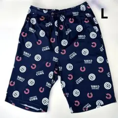 【新品 L】MLB シカゴ カブス ハーフパンツ　ネイビー　総柄のサムネイル