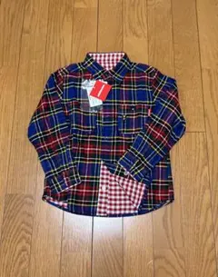 新品　ミキハウス　リバーシブル　チェック柄　長袖シャツ　ブラウス