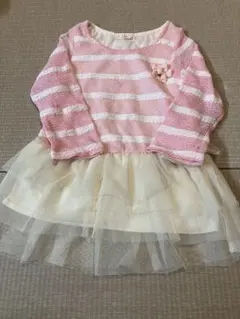 チュールスカートワンピース 100cm juo 子供服　ボーダー　春　秋　冬