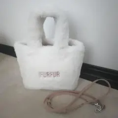 FURFUR エコファートートバッグ　ホワイト×ピンク