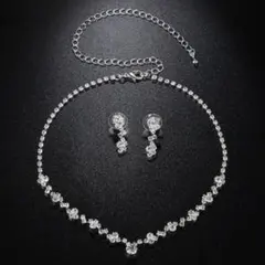 キュービックジルコニア ネックレス イヤリング セット シンプル 結婚式