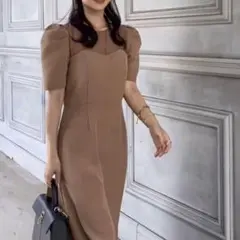 ラグナムーン パフスリーブ オケージョンワンピース シアー ドレス お呼ばれ