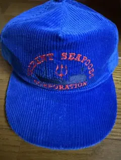 made in usa アメリカ製　コーデュロイ　青　ブルー　企業キャップ