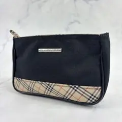 【美品】BURBERRY バーバリー 小物入れ ポーチ ノバチェック ブラック
