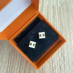 希少☆ミニポップH☆HERMES エルメス ピアス ホワイト PG金具 ポップH